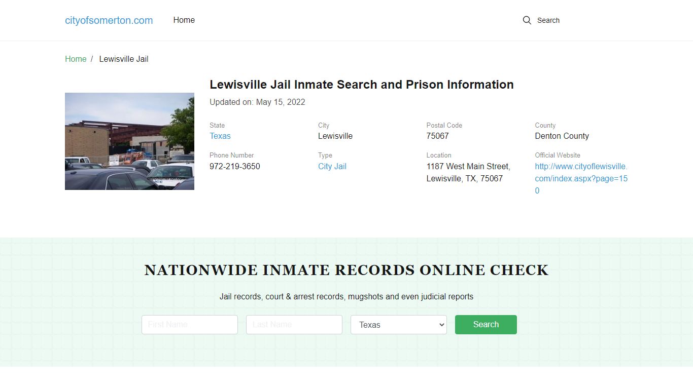 Lewisville Jail Inmate Search and Prison Information