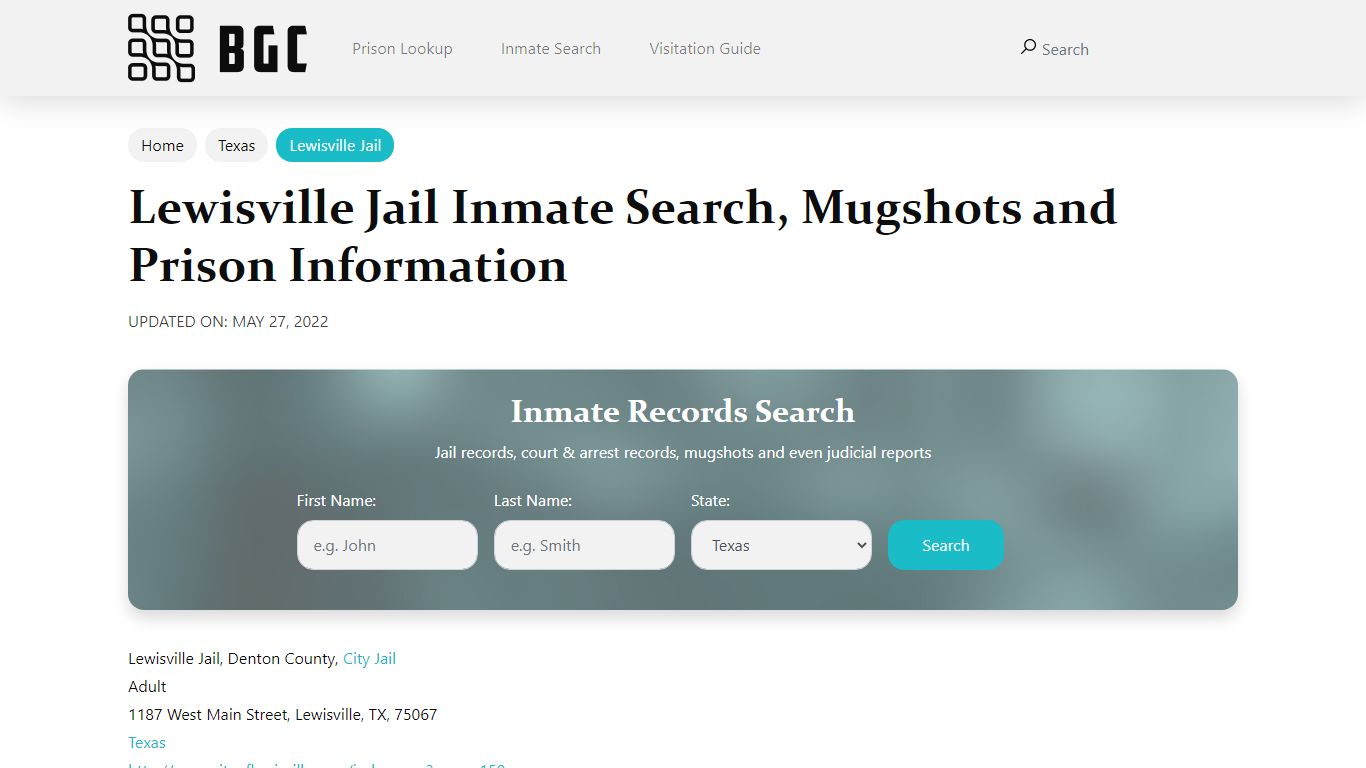 Lewisville Jail Inmate Search, Mugshots, Visitation, Phone no ...