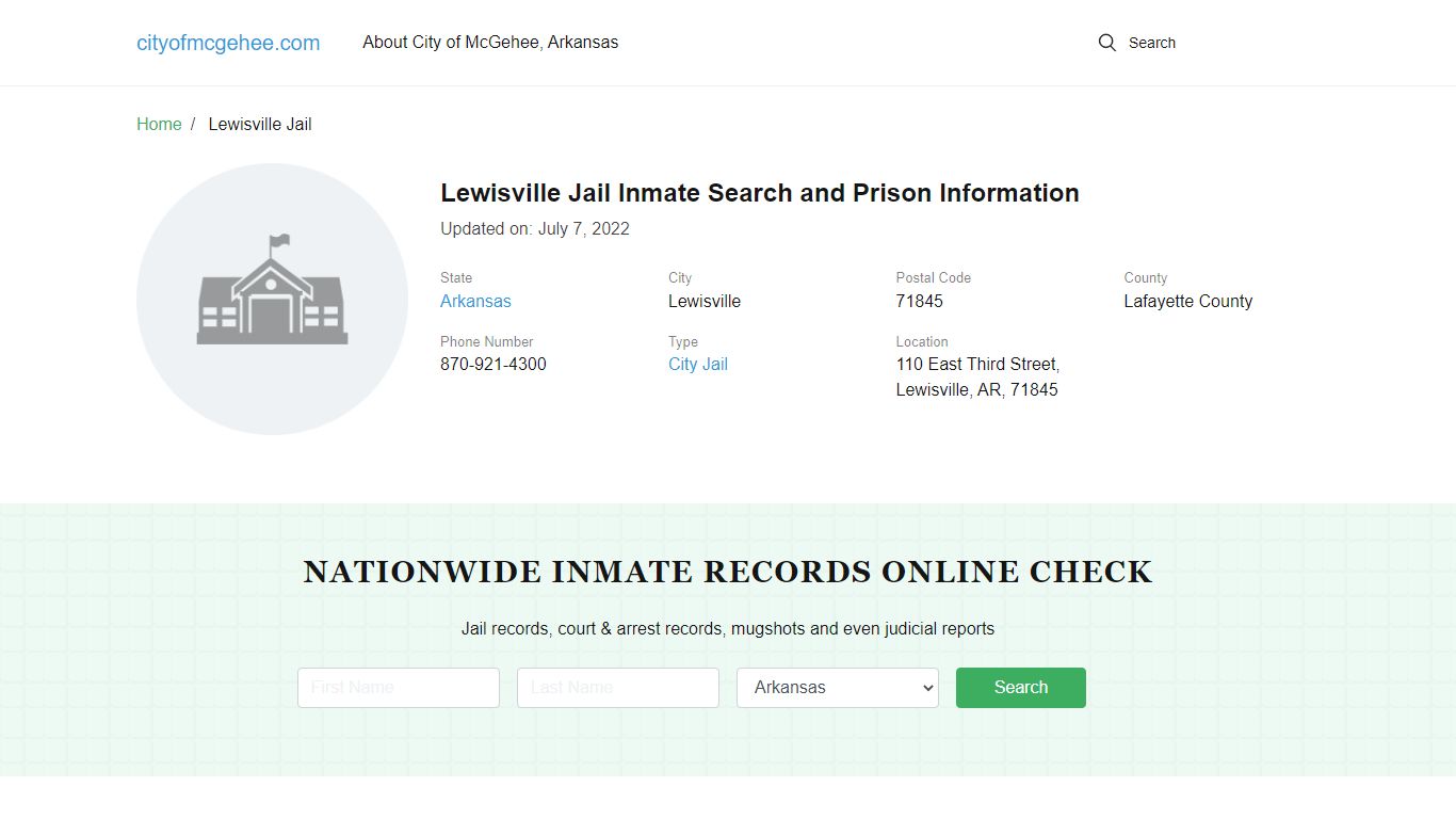 Lewisville Jail Inmate Search and Prison Information